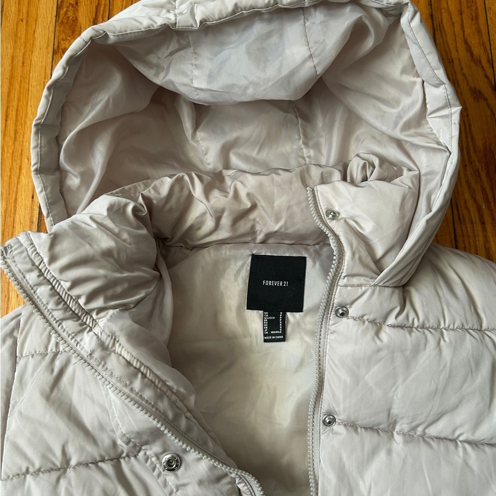Forever 21 Cream Puffer Jacket